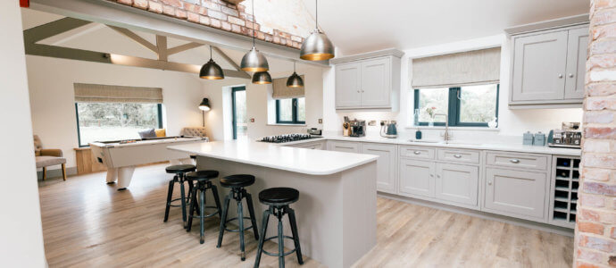 new barn conversion cheshire kitchen, hen party house